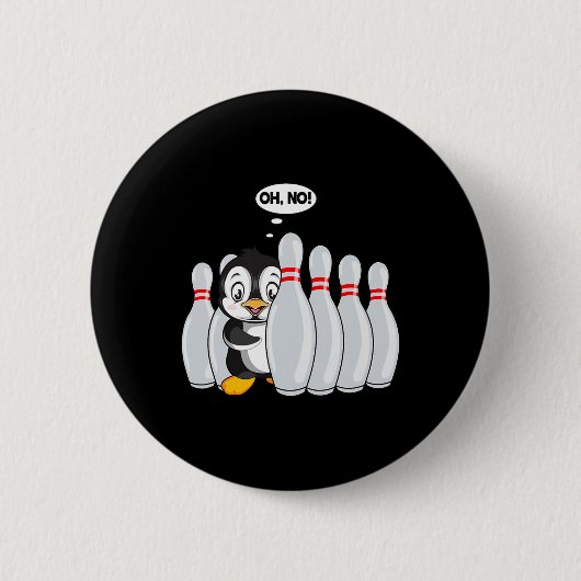 Funny Bowling Button Niedlich Pinguin für Bowling (Vorderseite)