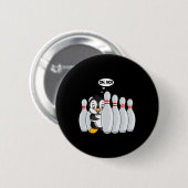 Funny Bowling Button Niedlich Pinguin für Bowling (Vorne & Hinten)