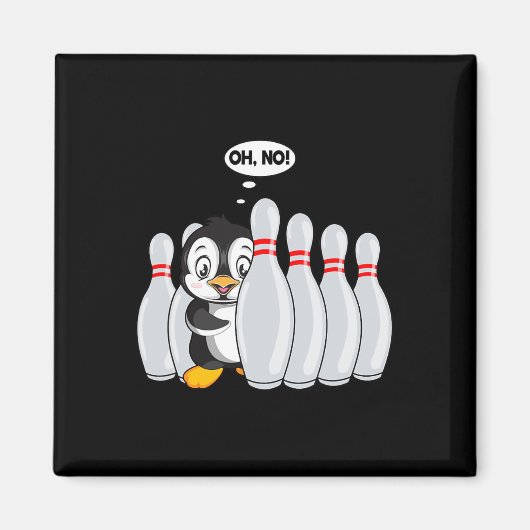 Funny Bowling Button Niedlich Pinguin für Bowling  Magnet (Vorne)