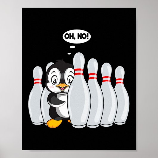 Funny Bowling Button Niedlich Pinguin für Bowling Poster (Vorne)