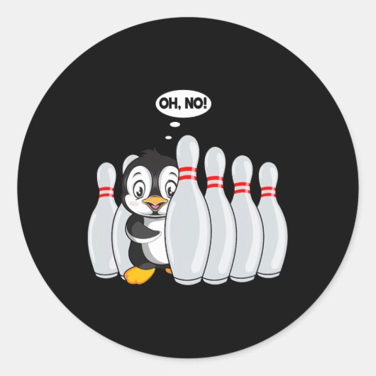 Funny Bowling Button Niedlich Pinguin für Bowling  Runder Aufkleber (Vorderseite)
