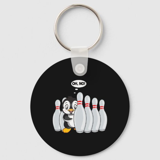 Funny Bowling Button Niedlich Pinguin für Bowling Schlüsselanhänger (Vorderseite)
