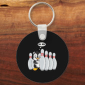 Funny Bowling Button Niedlich Pinguin für Bowling Schlüsselanhänger (Vorderseite)