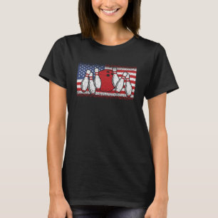 Funny Bowling Button pals Patriotic US Flag Men W T-Shirt