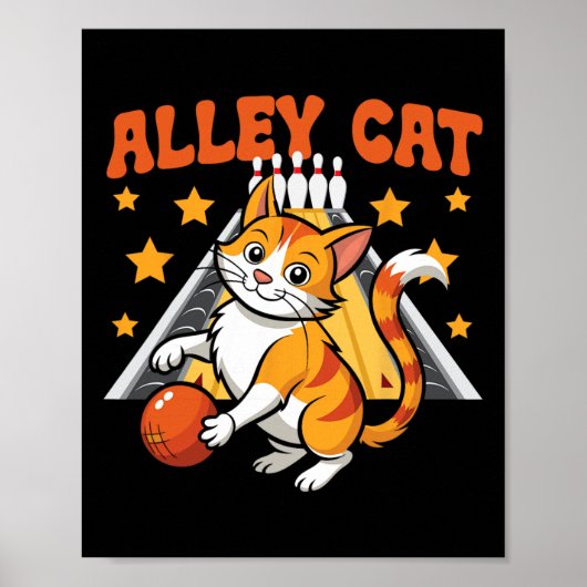Funny Bowling Cat Pun Alley Cat  Poster (Vorne)