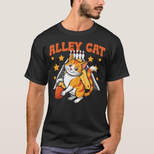 Funny Bowling Cat Pun Alley Cat T-Shirt (Vorderseite)