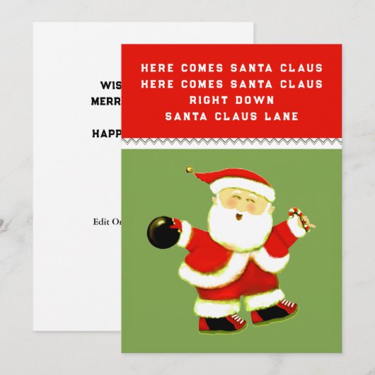 Funny Bowling Christmas Feiertagskarte (Vorne/Hinten)