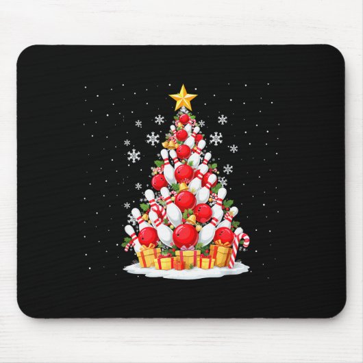 Funny Bowling Christmas Tree Lights Xmas For Men & Mousepad (Vorne)