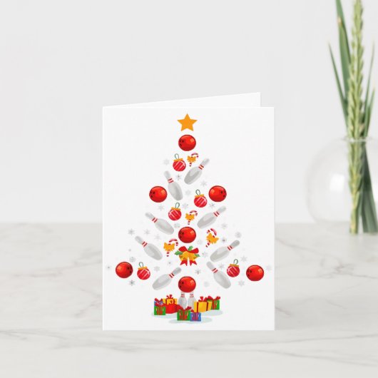 Funny Bowling Christmas Tree Lights Xmas For Men W Karte (Vorderseite)