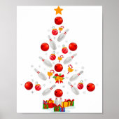 Funny Bowling Christmas Tree Lights Xmas For Men W Poster (Vorne)