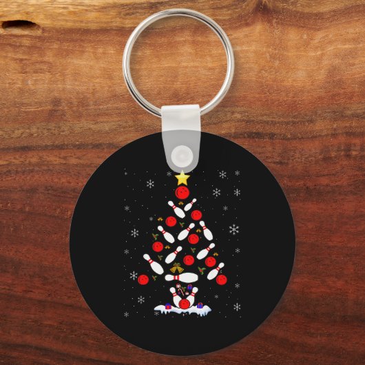 Funny Bowling Christmas Tree Lights Xmas For Men W Schlüsselanhänger (Vorderseite)
