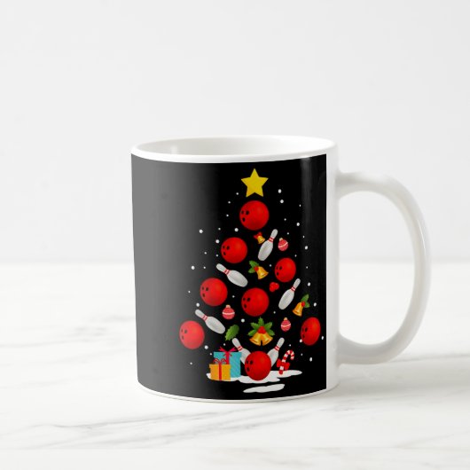 Funny Bowling Christmas Tree Lights Xmas Men Women Kaffeetasse (Rechts)