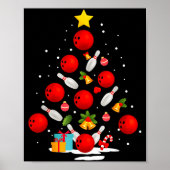Funny Bowling Christmas Tree Lights Xmas Men Women Poster (Vorne)