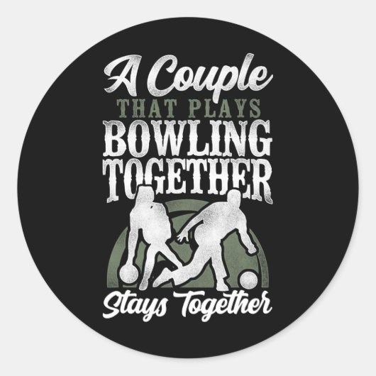 Funny Bowling Couple Girlfriend Wedding A Runder Aufkleber (Vorderseite)