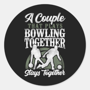 Funny Bowling Couple Girlfriend Wedding A Runder Aufkleber