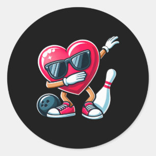 Funny Bowling Dabbing Dab Heart Valentinstag Boy Runder Aufkleber