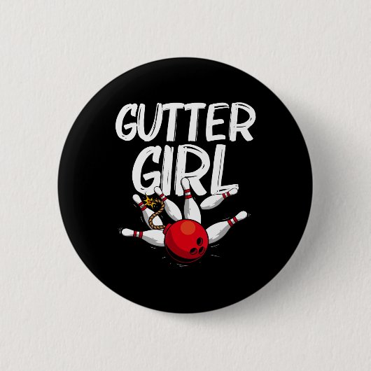 Funny Bowling Design for Girls Women Bowler Bowlin Button (Vorderseite)