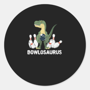 Funny Bowling Dinosaur Bowler Dino Bowl T-Rex Runder Aufkleber