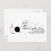 Funny Bowling Dog Postcard Postkarte (Vorne/Hinten)
