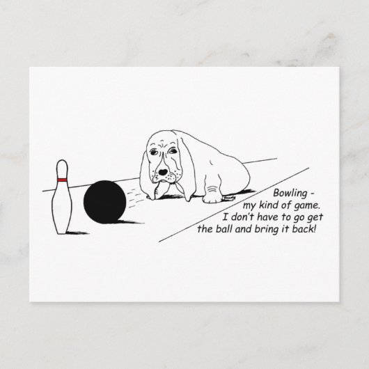 Funny Bowling Dog Postcard Postkarte (Vorderseite)