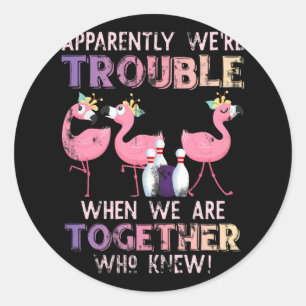 Funny Bowling Flamingo Runder Aufkleber