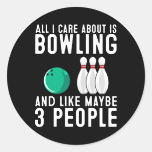 Funny Bowling Geschenk für Frauen Männer Cool Bowl Runder Aufkleber