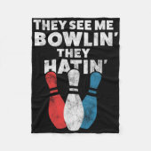 Funny Bowling Geschenk für Männer Frauen oder Vate Fleecedecke (Vorderseite)
