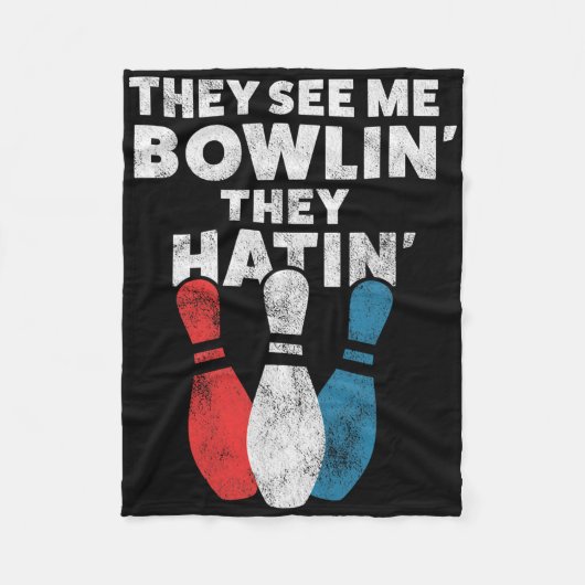 Funny Bowling Geschenk für Männer Frauen oder Vate Fleecedecke (Vorderseite)