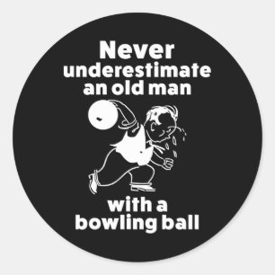 Funny Bowling Gift Shirt für Old Man Vater oder Gr Runder Aufkleber