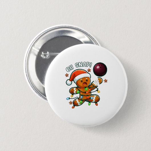 Funny Bowling Gingerbread Cookie Lights Oh Snap Gi Button (Vorne & Hinten)