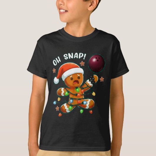 Funny Bowling Gingerbread Cookie Lights Oh Snap Gi T-Shirt (Vorderseite)