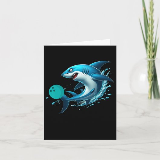 Funny Bowling Graphic Bowling Shark Playing Bowlin Karte (Vorderseite)