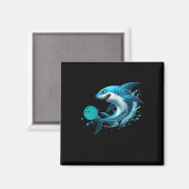 Funny Bowling Graphic Bowling Shark Playing Bowlin Magnet (Vorderseite/Rückseite)