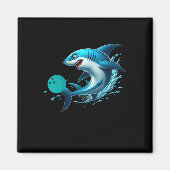 Funny Bowling Graphic Bowling Shark Playing Bowlin Magnet (Vorne)