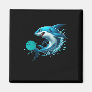 Funny Bowling Graphic Bowling Shark Playing Bowlin Magnet