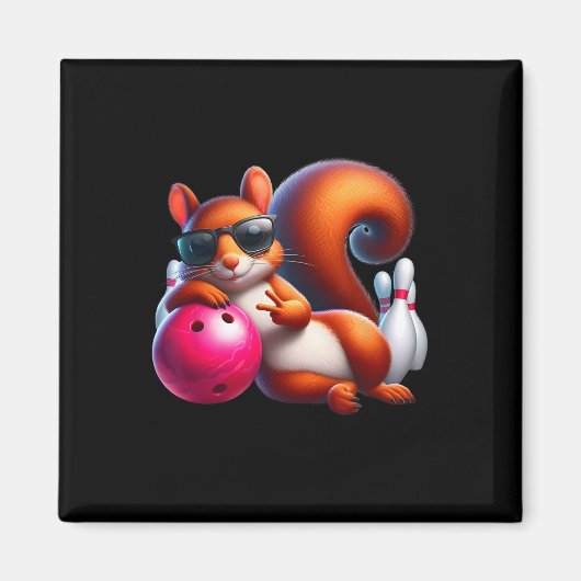 Funny Bowling Graphic for Bowling Lovers Eichhörnc Magnet (Vorne)