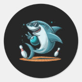Funny Bowling Graphic Shark Bowling Design Funny B Runder Aufkleber (Vorderseite)