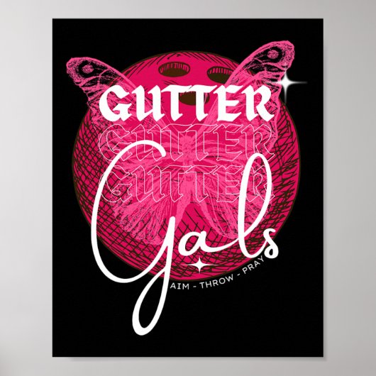 Funny Bowling Gutter Gals Team Name Girls Party Poster (Vorne)
