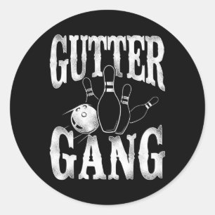 Funny Bowling Gutter Gang Runder Aufkleber