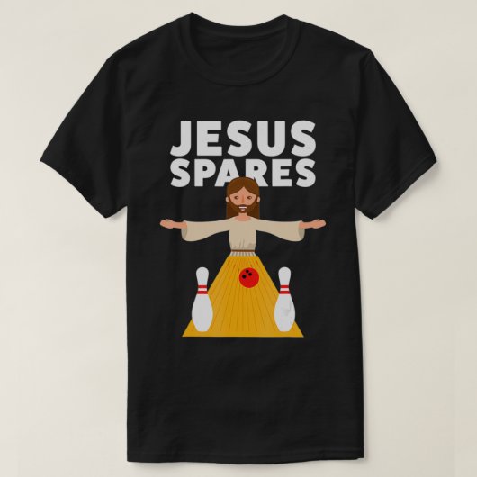 Funny Bowling Jesus Spares T T-Shirt (Design vorne)