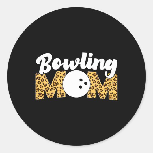 Funny Bowling Mama Leopard Cheetah Bowling Mama Runder Aufkleber (Vorderseite)