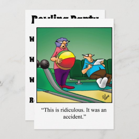 Funny Bowling Party Einladung (Vorne/Hinten)