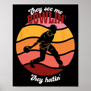 Funny Bowling Party Thema Vintag Poster