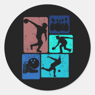 Funny Bowling Player Bowler Vintag Bowl Game Endun Runder Aufkleber