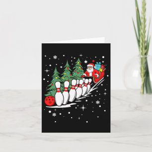 Funny Bowling Player Xmas Lights Santa Bowling Chr Karte