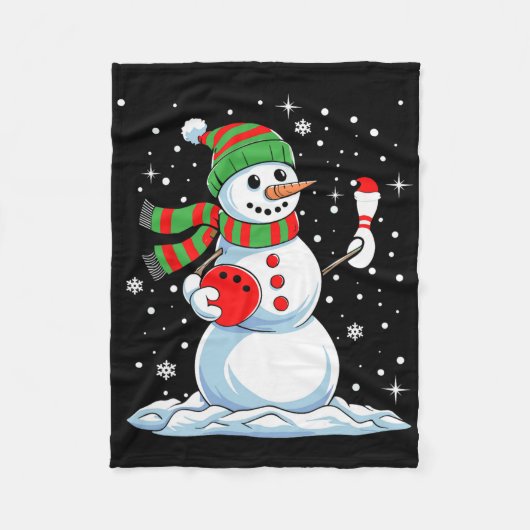 Funny Bowling Player Xmas Lights Snow Bowling Chri Fleecedecke (Vorderseite)