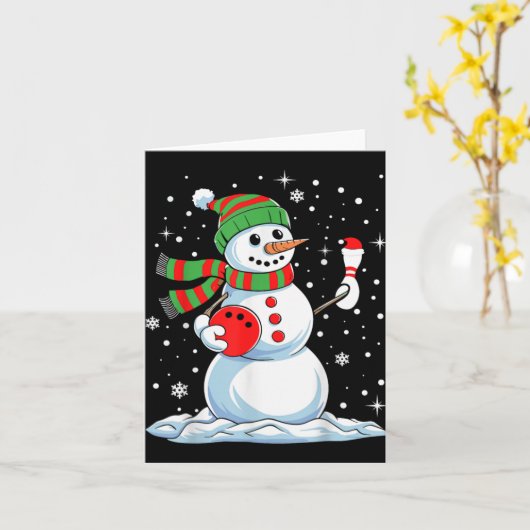 Funny Bowling Player Xmas Lights Snow Bowling Chri Karte (Gelbe Blume)