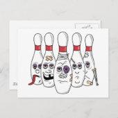 Funny Bowling Postcard Postkarte (Vorne/Hinten)