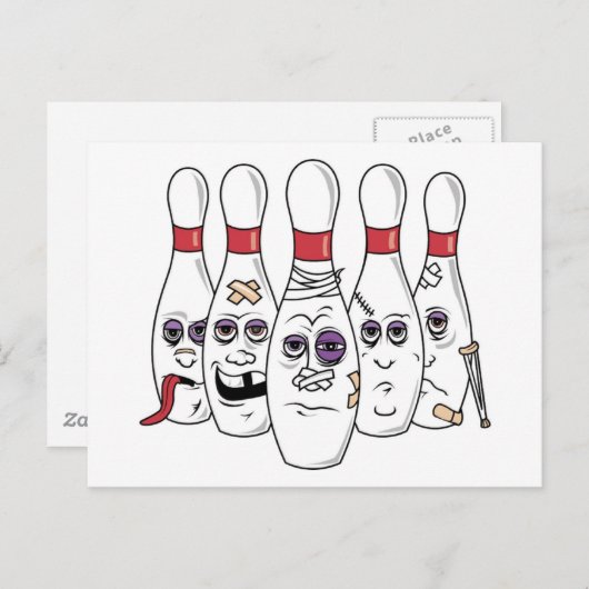 Funny Bowling Postcard Postkarte (Vorne/Hinten)