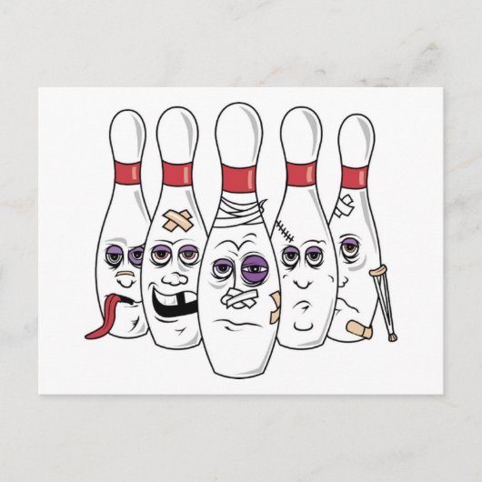 Funny Bowling Postcard Postkarte (Vorderseite)